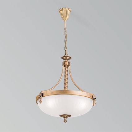 Hanglamp aan een ketting ROCCA 3xE27/60W/230V diameter 42 cm brons/wit
