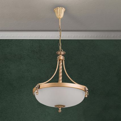 Hanglamp aan een ketting ROCCA 3xE27/60W/230V diameter 42 cm brons/wit