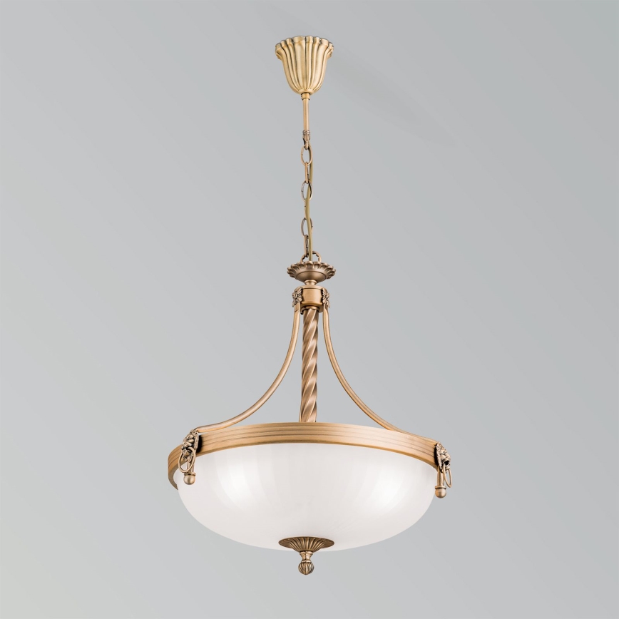 Suspension chaîne ROCCA 3xE27/60W/230V d. 42 cm bronze/blanc