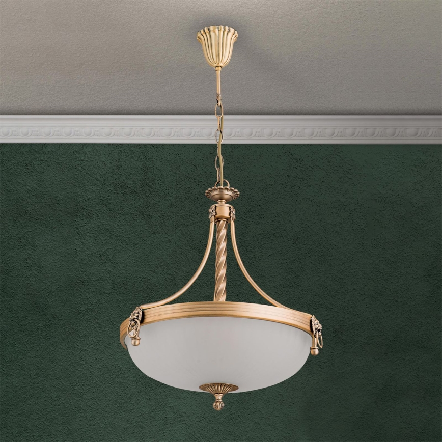 Suspension chaîne ROCCA 3xE27/60W/230V d. 42 cm bronze/blanc
