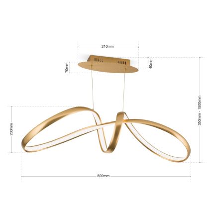 Dimbare LED hanglamp aan een koord CIRCUS LED/36W/230V goud