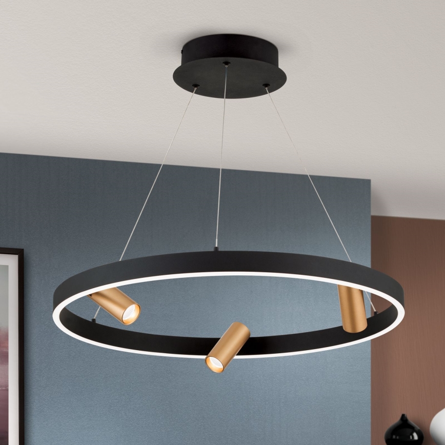 Dimbare LED hanglamp aan een koord BERLIN LED/50W/230V zwart/goud