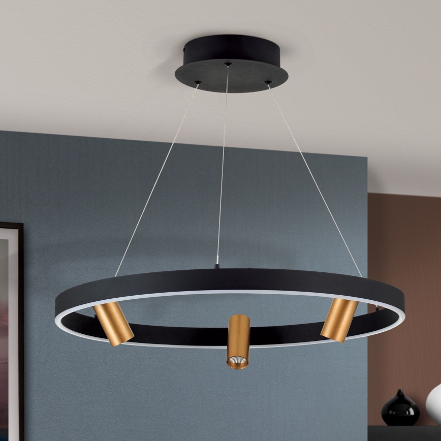 Dimbare LED hanglamp aan een koord BERLIN LED/50W/230V zwart/goud
