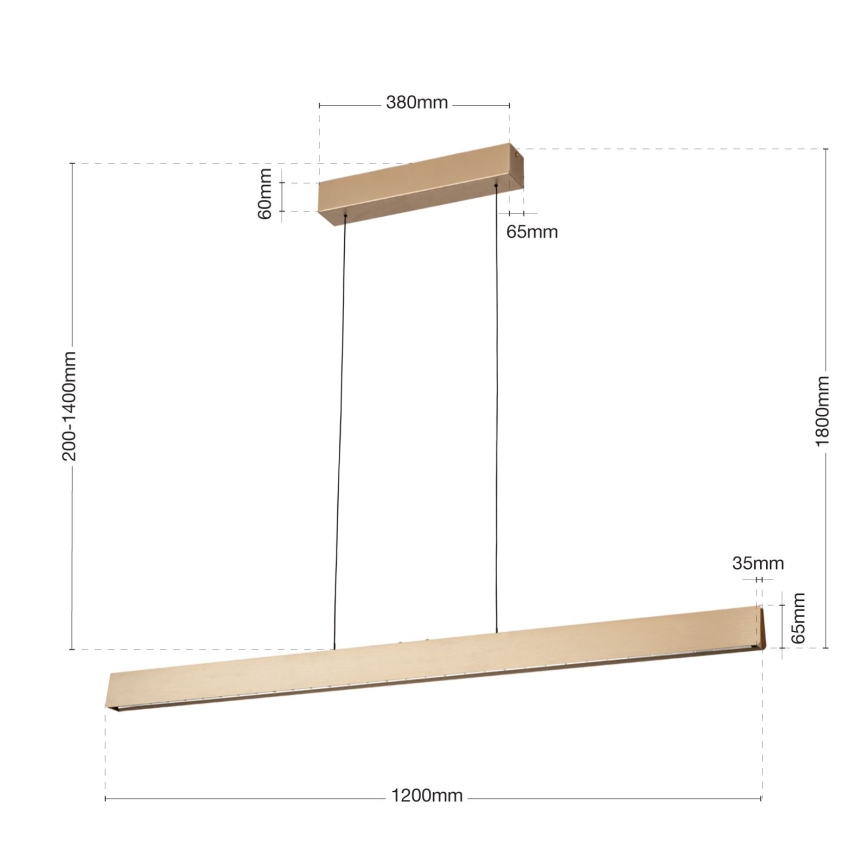 Dimbare LED hanglamp aan een koord TARA LED/44W/230V 2700/3800/4500/5700K goud