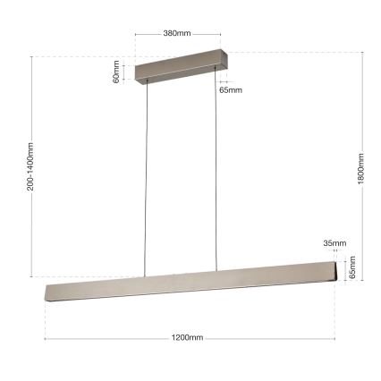 Dimbare LED hanglamp aan een koord TARA LED/44W/230V 2700/3800/4500/5700K mat chroom