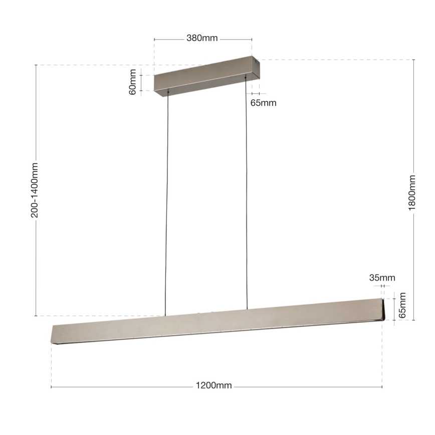 Dimbare LED hanglamp aan een koord TARA LED/44W/230V 2700/3800/4500/5700K mat chroom