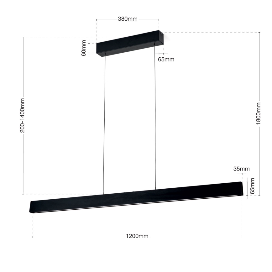 Dimbare LED hanglamp aan een koord TARA LED/44W/230V 2700/3800/4500/5700K zwart