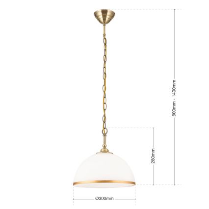 Hanglamp aan een ketting OLD LAMP 1xE27/40W/230V diameter 30 cm wit/messing