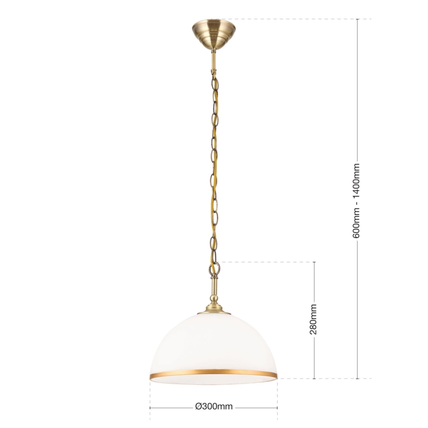 Hanglamp aan een ketting OLD LAMP 1xE27/40W/230V diameter 30 cm wit/messing