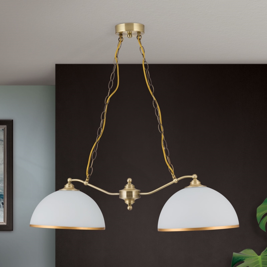 Hanglamp aan een ketting OLD LAMP 2xE27/40W/230V wit/messing