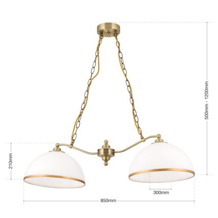Hanglamp aan een ketting OLD LAMP 2xE27/40W/230V wit/messing
