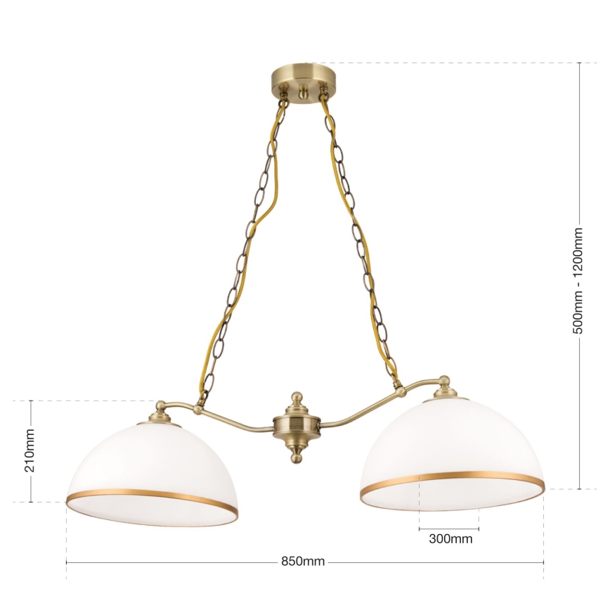 Hanglamp aan een ketting OLD LAMP 2xE27/40W/230V wit/messing