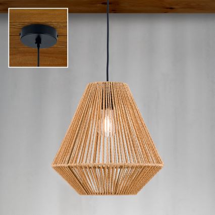Suspension filaire JUNGLE 1xE27/40W/230V d. 31 cm chanvre