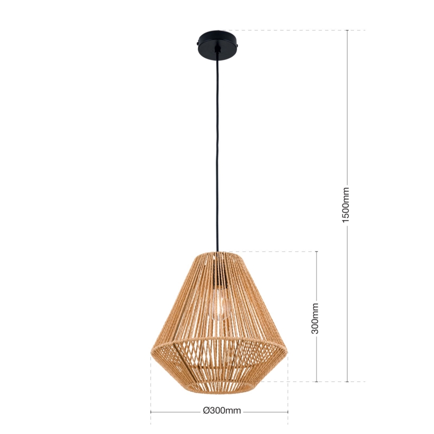 Suspension filaire JUNGLE 1xE27/40W/230V d. 31 cm chanvre
