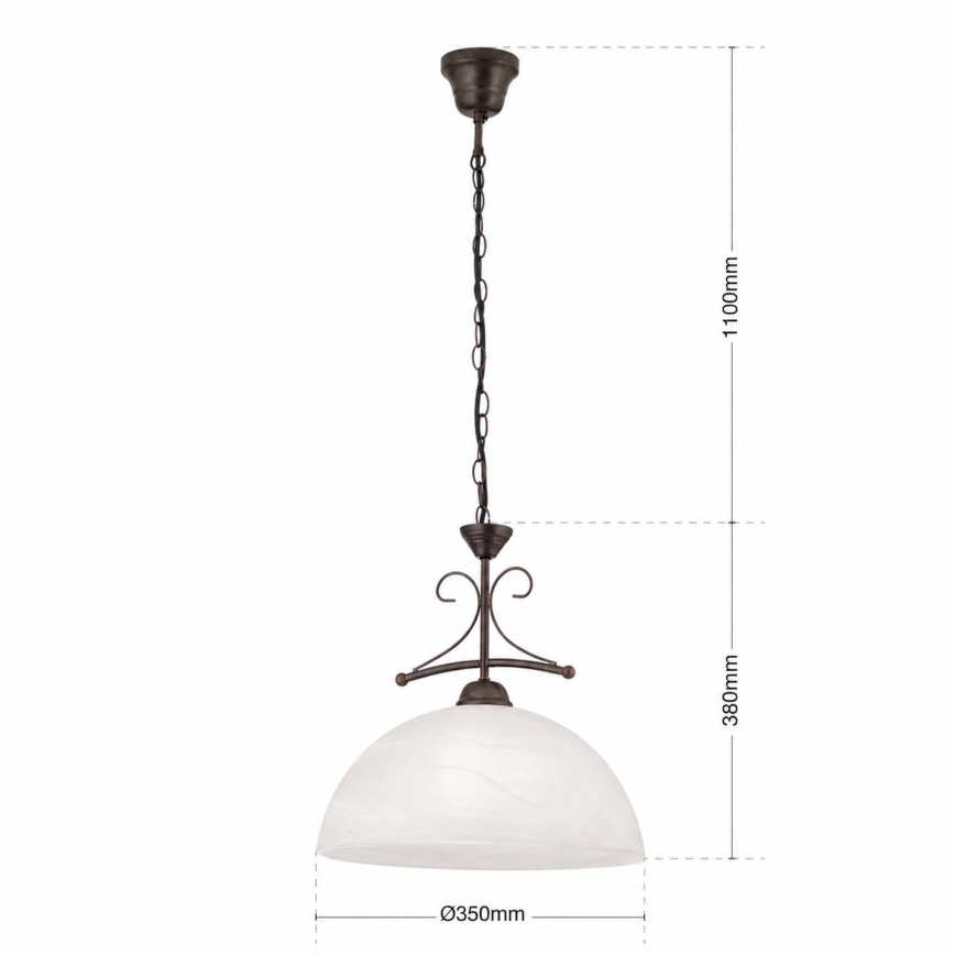 Kroonluchter aan ketting RULA 1xE27/40W/230V Ø 35 cm wit/brons