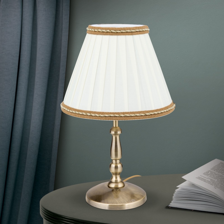 Lampe de table TONIA 1xE27/60W/230V d. 25 cm blanc/bronze