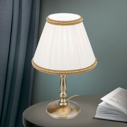 Tafellamp TONIA 1xE27/60W/230V diameter 25 cm wit/brons
