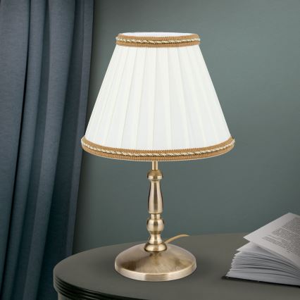 Tafellamp TONIA 1xE27/60W/230V diameter 25 cm wit/brons
