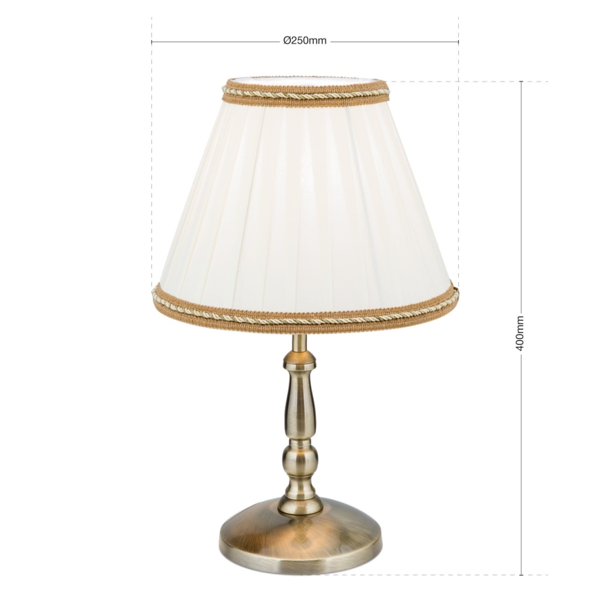 Tafellamp TONIA 1xE27/60W/230V diameter 25 cm wit/brons