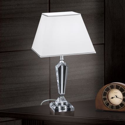 Kristallen tafellamp VERONIQUE 1xE27/60W/230V wit/chroom