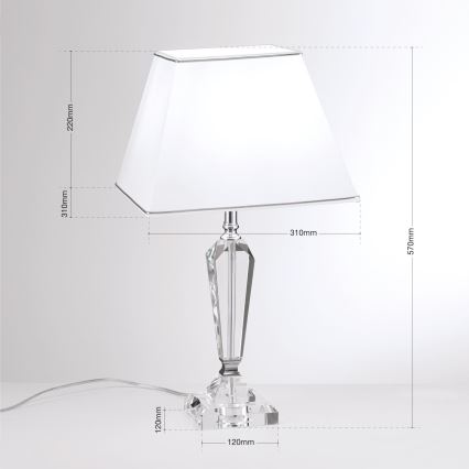Kristallen tafellamp VERONIQUE 1xE27/60W/230V wit/chroom
