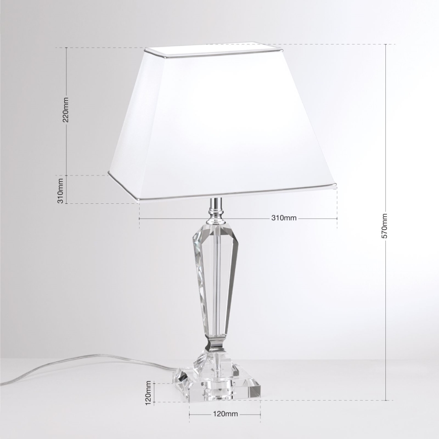 Kristallen tafellamp VERONIQUE 1xE27/60W/230V wit/chroom