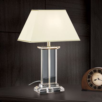 Kristallen tafellamp VERONIQUE 1xE27/60W/230V crème/goud