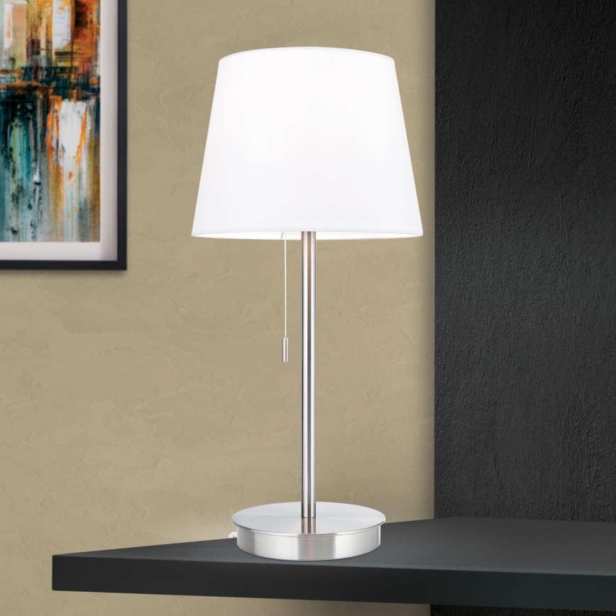 Lampe de table avec port USB LUDWIG 1xE27/40W/230V 50 cm blanc/chrome mat