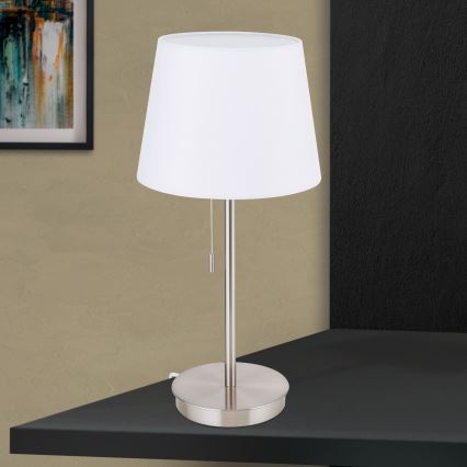 Lampe de table avec port USB LUDWIG 1xE27/40W/230V 50 cm blanc/chrome mat