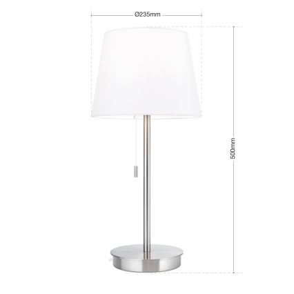 Lampe de table avec port USB LUDWIG 1xE27/40W/230V 50 cm blanc/chrome mat