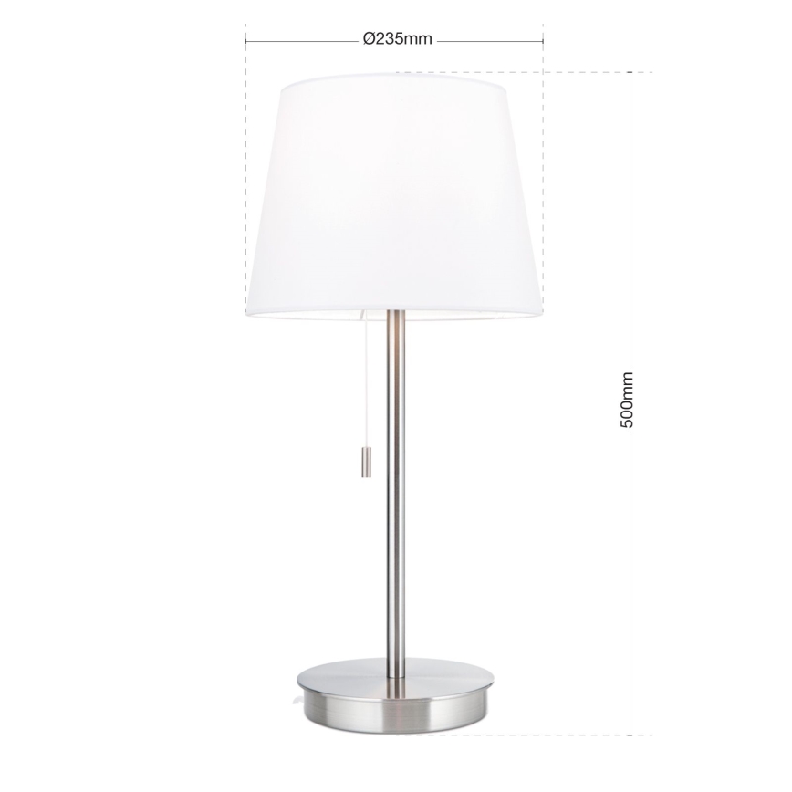 Lampe de table avec port USB LUDWIG 1xE27/40W/230V 50 cm blanc/chrome mat