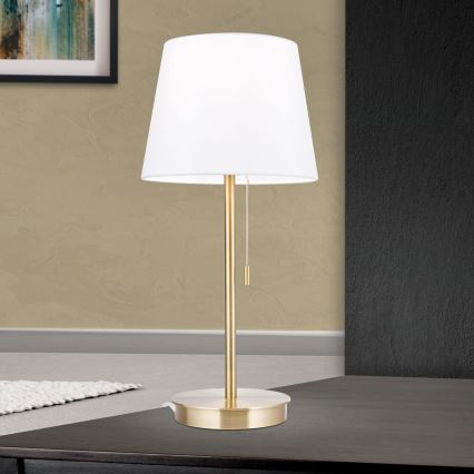 Lampe de table avec port USB LUDWIG 1xE27/40W/230V 50 cm blanc/doré