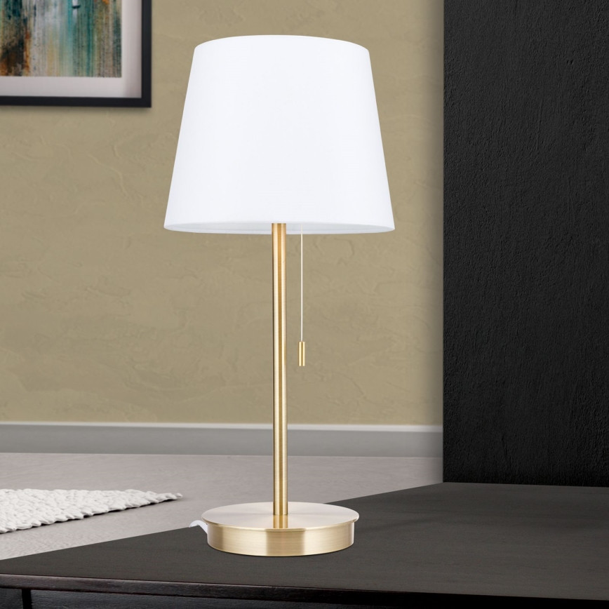 Lampe de table avec port USB LUDWIG 1xE27/40W/230V 50 cm blanc/doré