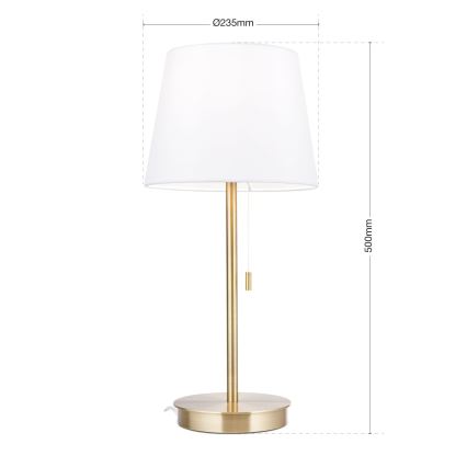 Lampe de table avec port USB LUDWIG 1xE27/40W/230V 50 cm blanc/doré