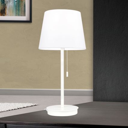Lampe de table avec port USB LUDWIG 1xE27/40W/230V 50 cm blanc