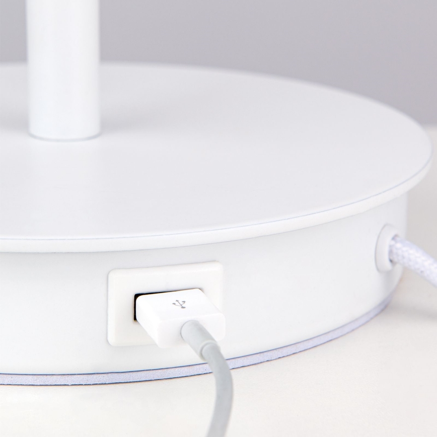 Lampe de table avec port USB LUDWIG 1xE27/40W/230V 50 cm blanc