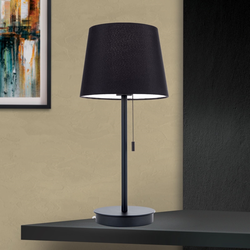 Lampe de table avec port USB LUDWIG 1xE27/40W/230V 50 cm noir