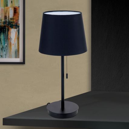 Lampe de table avec port USB LUDWIG 1xE27/40W/230V 50 cm noir