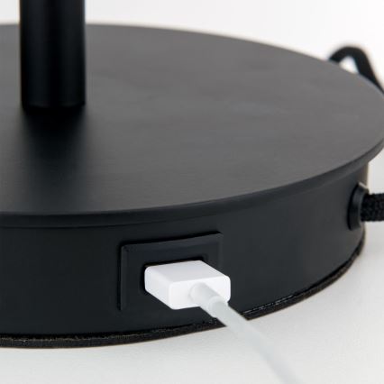 Lampe de table avec port USB LUDWIG 1xE27/40W/230V 50 cm noir