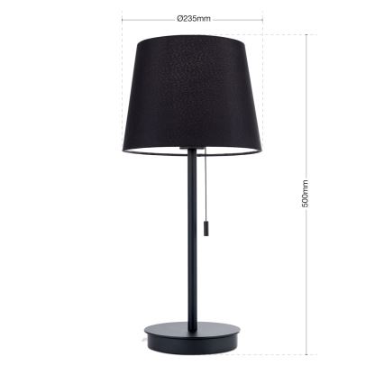 Lampe de table avec port USB LUDWIG 1xE27/40W/230V 50 cm noir