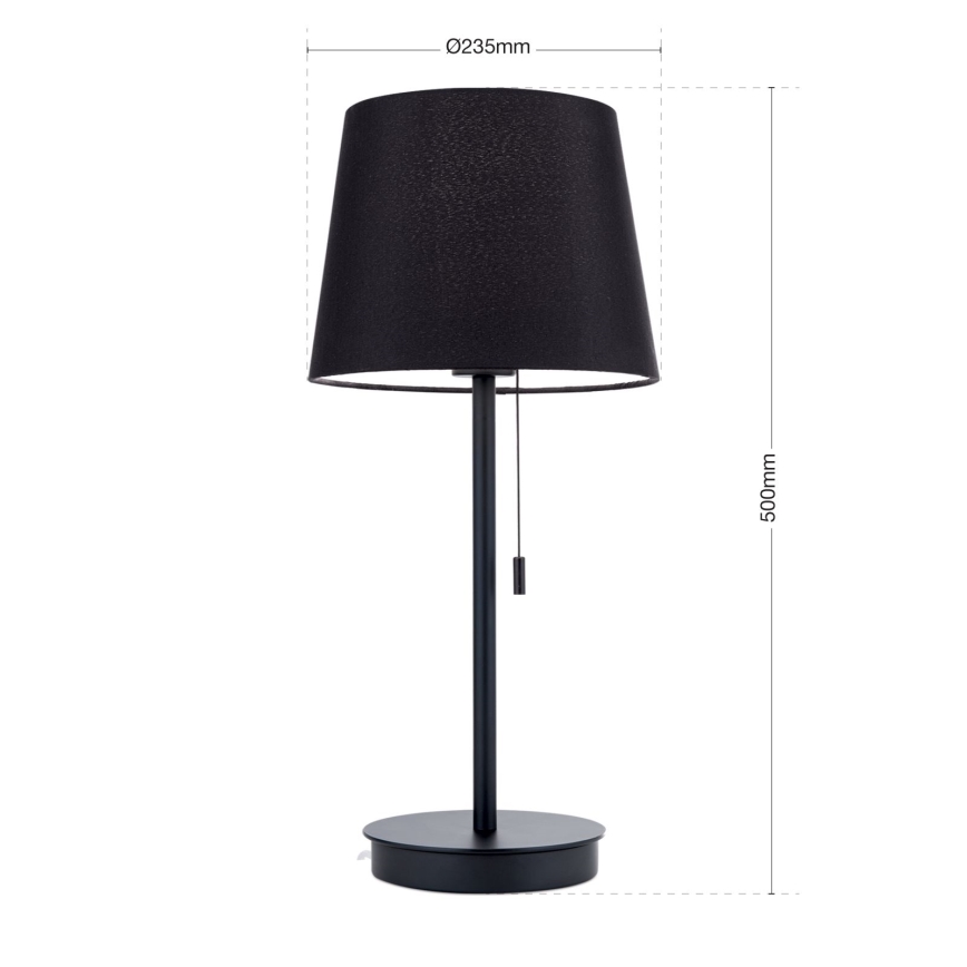 Lampe de table avec port USB LUDWIG 1xE27/40W/230V 50 cm noir
