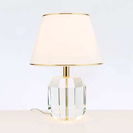 Kristallen tafellamp ALEXIS 1xE27/60W/230V crème/goud/doorzichtig