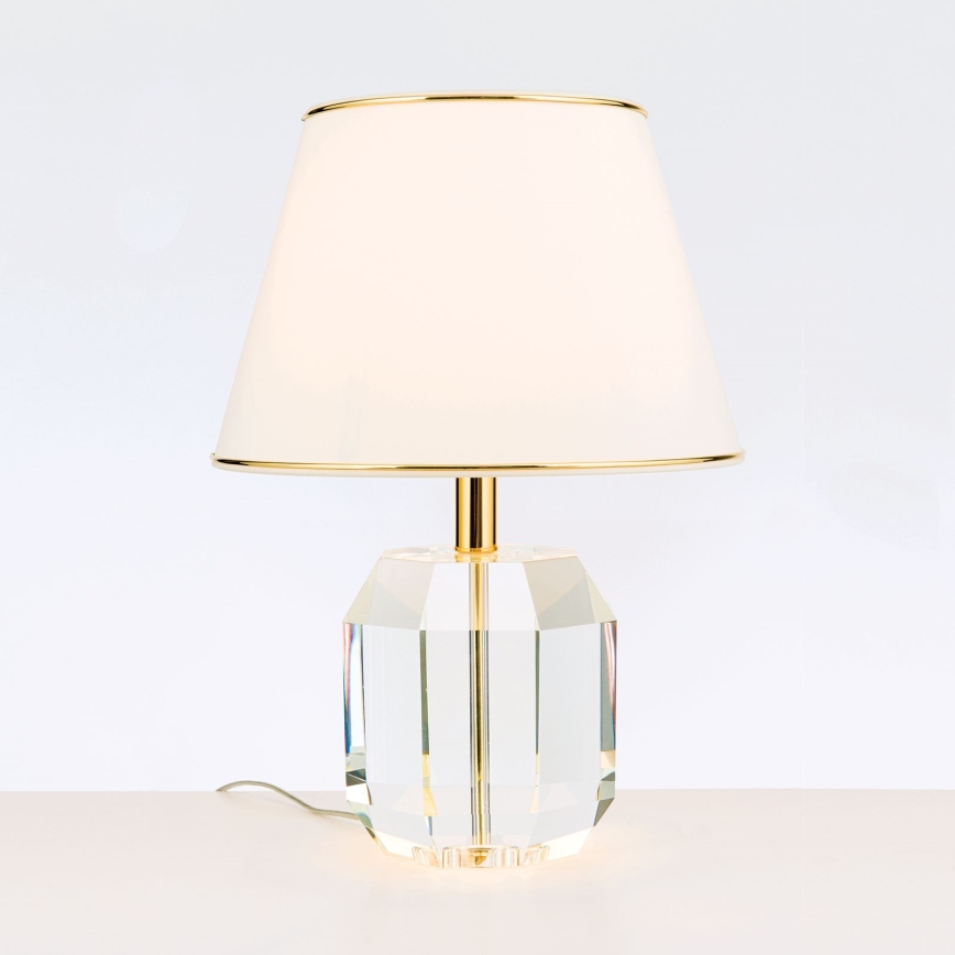 Kristallen tafellamp ALEXIS 1xE27/60W/230V crème/goud/doorzichtig