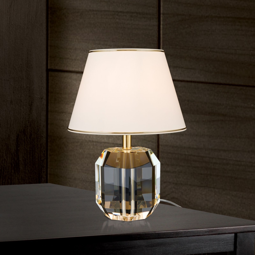 Kristallen tafellamp ALEXIS 1xE27/60W/230V crème/goud/doorzichtig