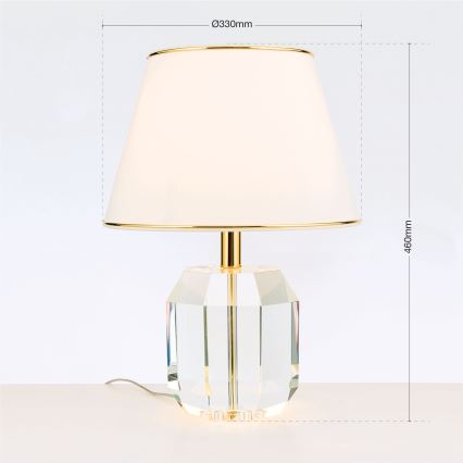 Kristallen tafellamp ALEXIS 1xE27/60W/230V crème/goud/doorzichtig