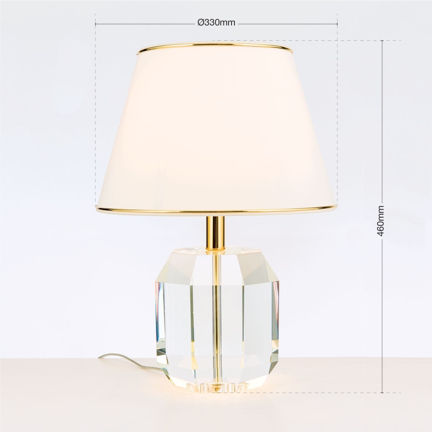 Kristallen tafellamp ALEXIS 1xE27/60W/230V crème/goud/doorzichtig