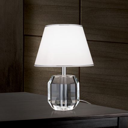 Kristallen tafellamp ALEXIS 1xE27/60W/230V wit/glanzend chroom/doorzichtig
