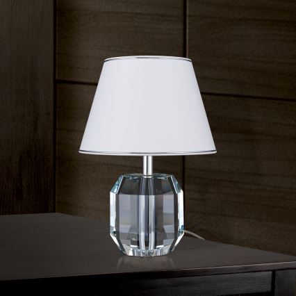 Kristallen tafellamp ALEXIS 1xE27/60W/230V wit/glanzend chroom/doorzichtig