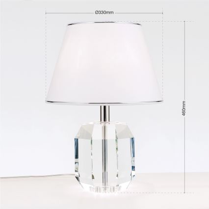 Kristallen tafellamp ALEXIS 1xE27/60W/230V wit/glanzend chroom/doorzichtig