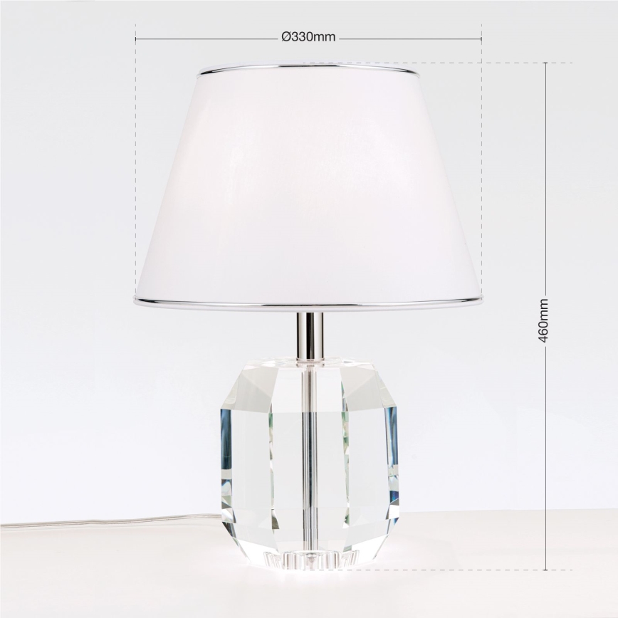 Kristallen tafellamp ALEXIS 1xE27/60W/230V wit/glanzend chroom/doorzichtig